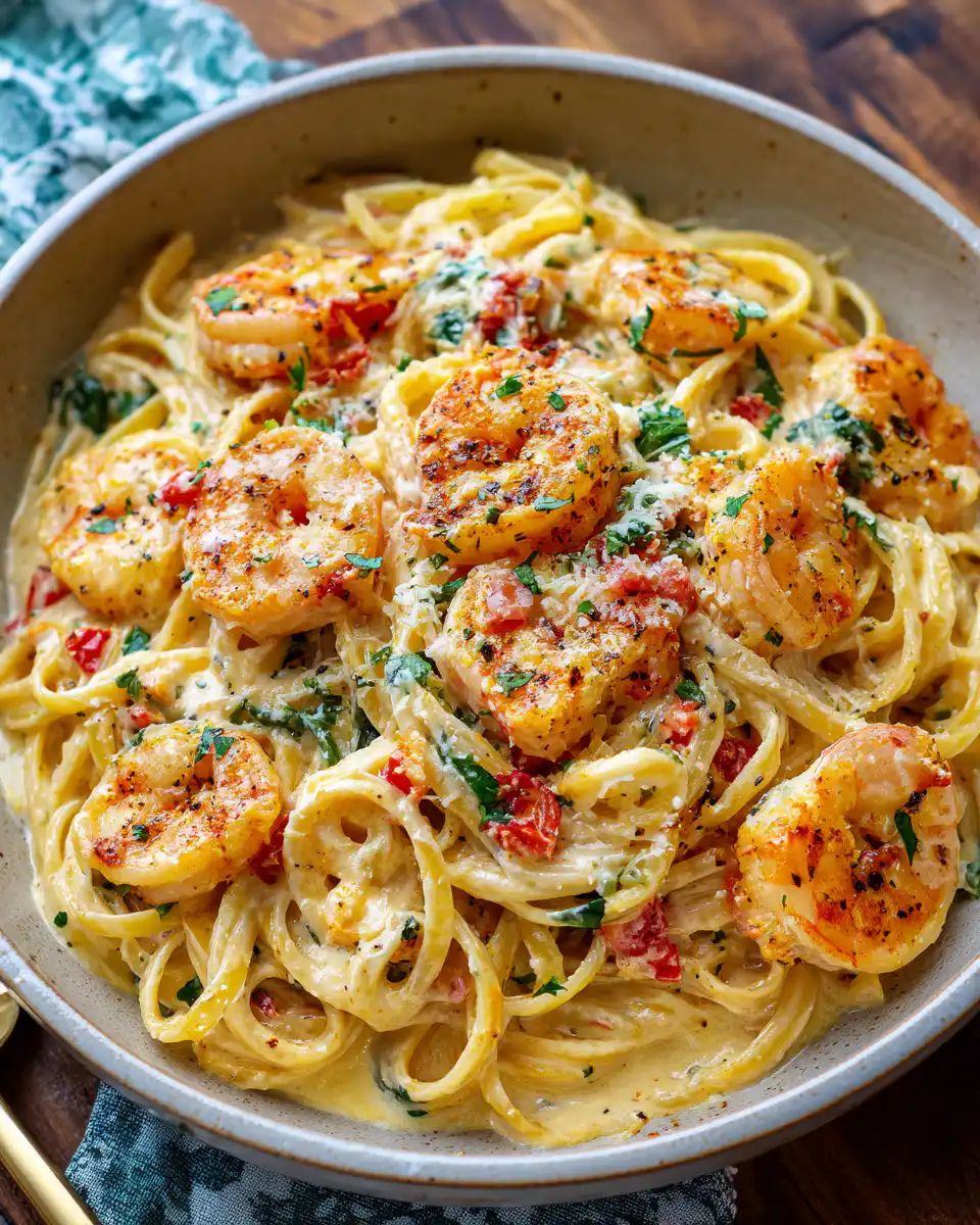 Creamy Cajun Shrimp Alfredo Pasta Recipe