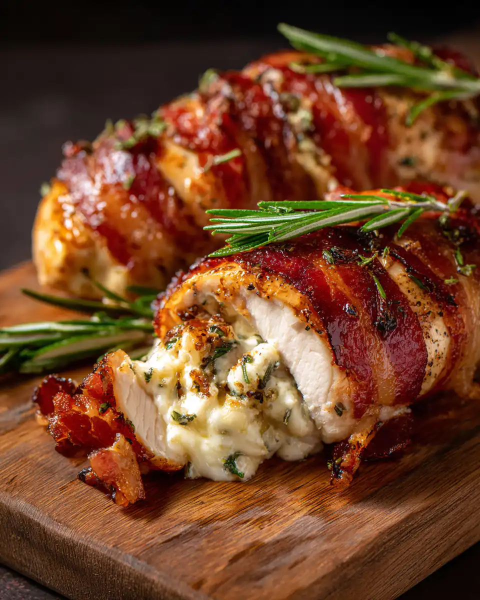 Bacon Wrapped Cream Cheese Stuffed Chicken Breast