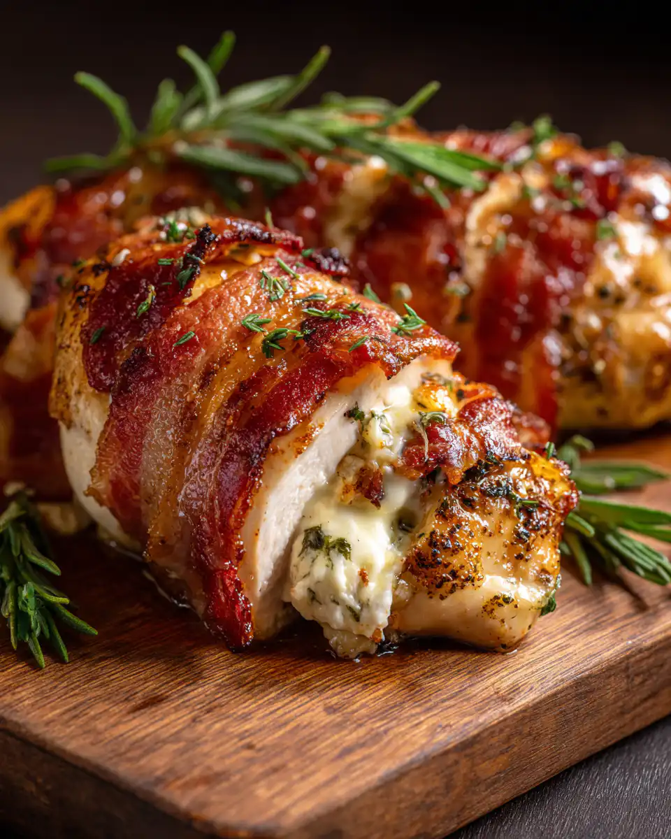 Bacon Wrapped Cream Cheese Stuffed Chicken Breast