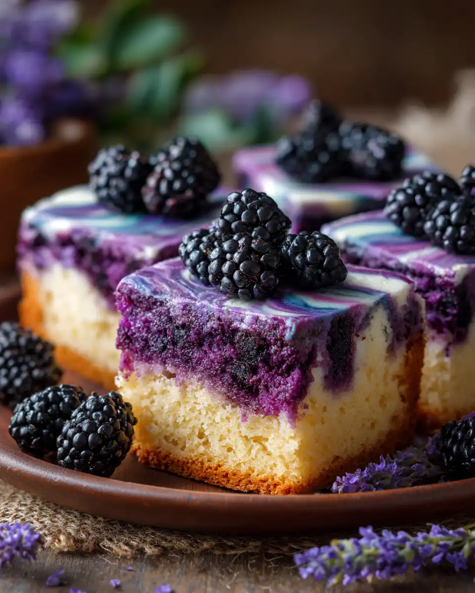 Blackberry Lavender Swirl Sheet Cake