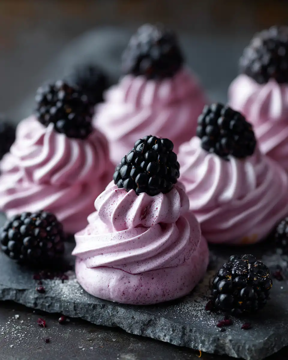Blackberry Mini Meringues