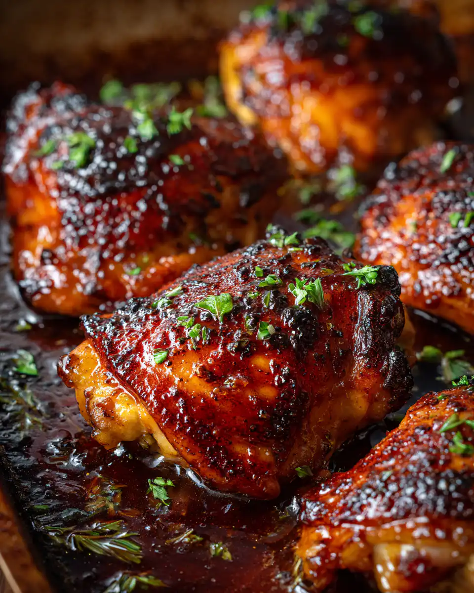 Caramelized BBQ Chicken Thighs in the Oven