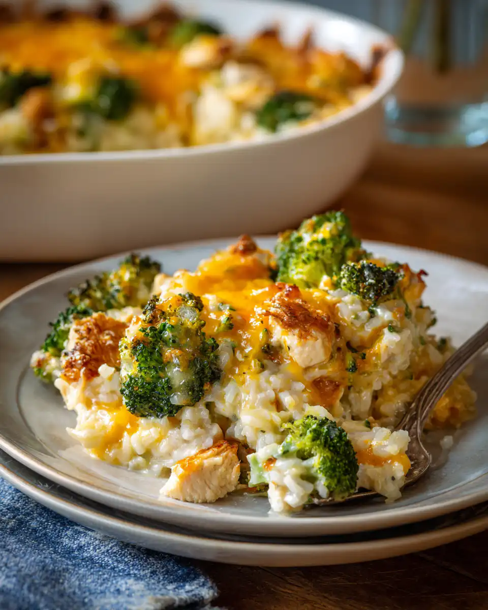 Cheesy Chicken Broccoli and Rice Casserole