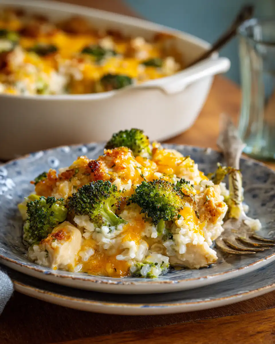 Cheesy Chicken Broccoli and Rice Casserole