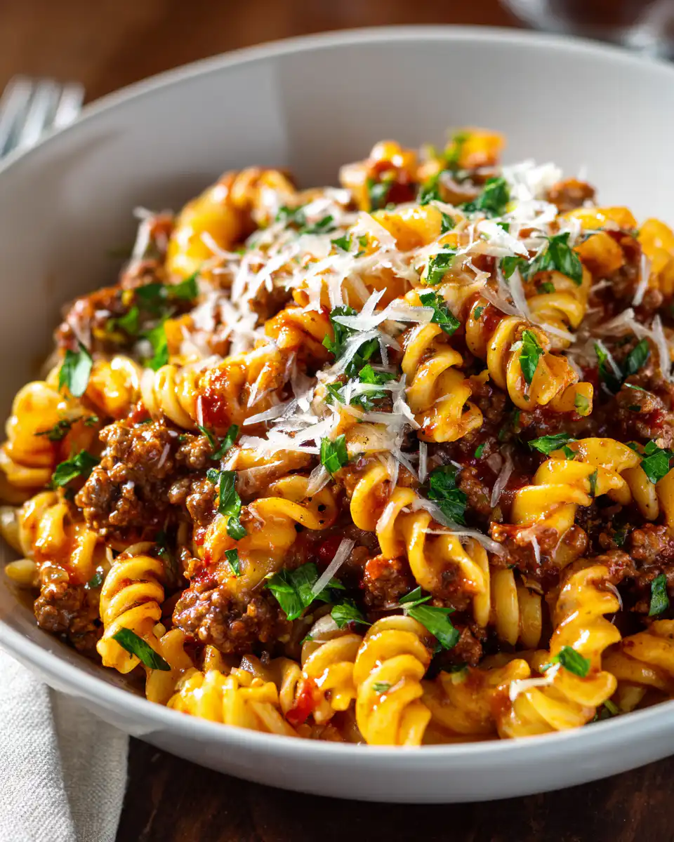 Cheesy Ground Beef Pasta
