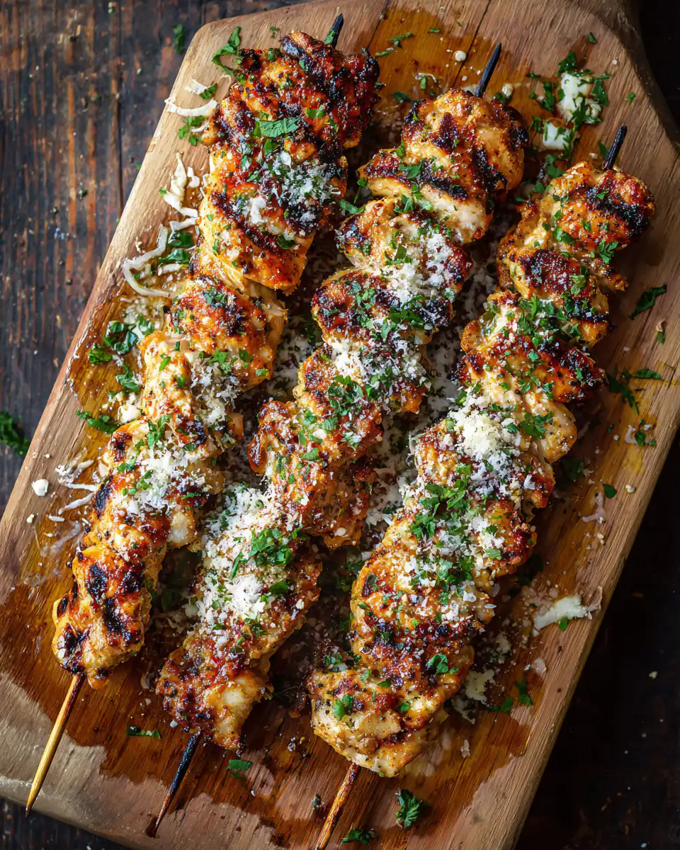 Chicken Skewers with Parmesan and Garlic