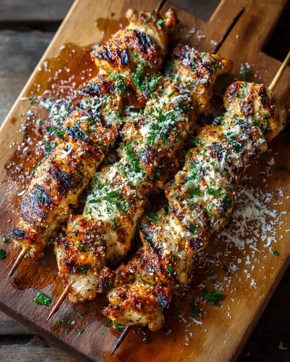 Chicken Skewers with Parmesan and Garlic