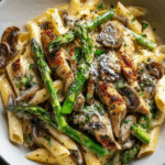 Creamy Mushroom And Asparagus Chicken Penne