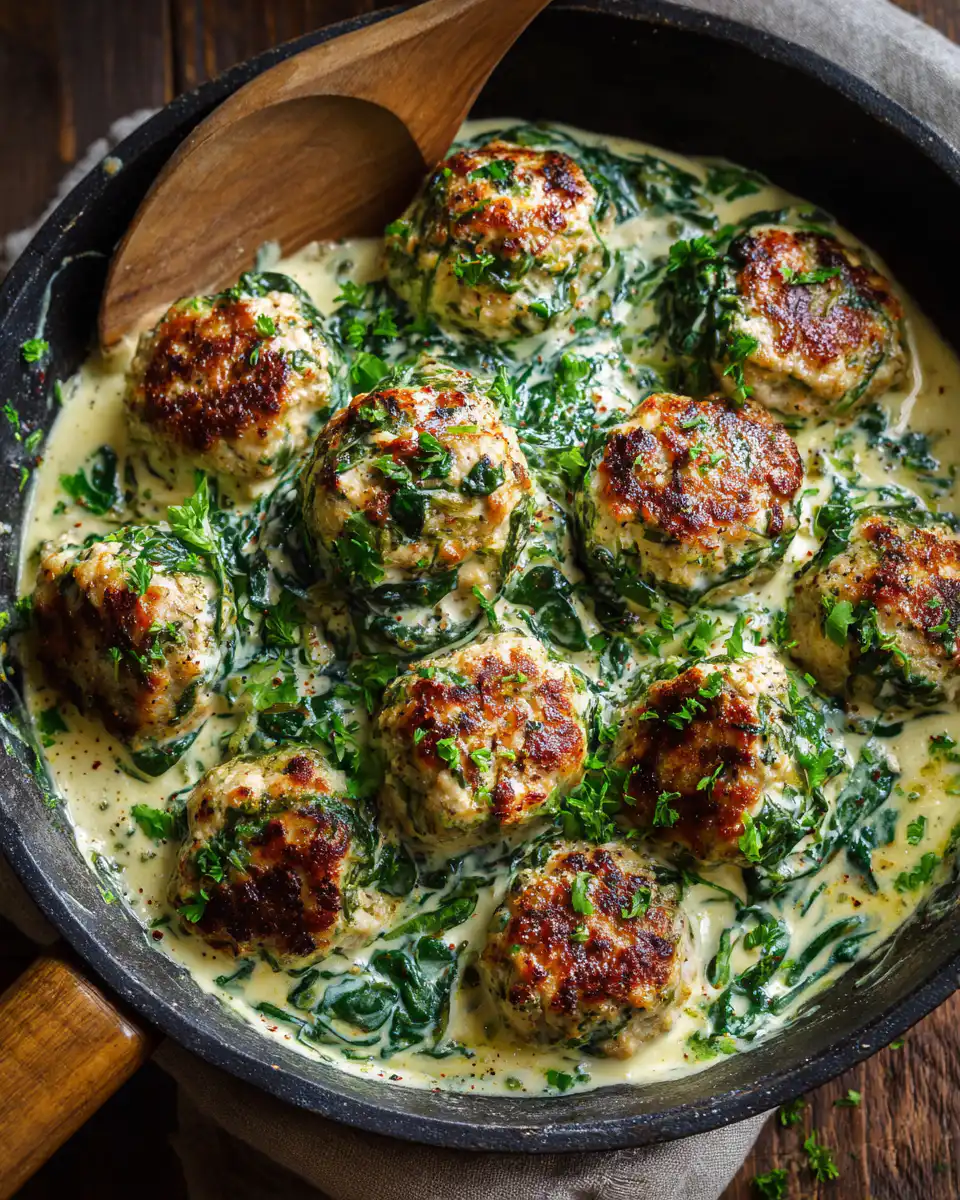 Creamy Spinach Turkey Meatballs