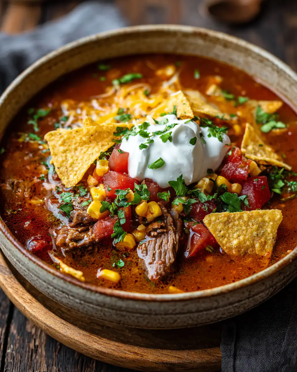Crockpot Beef Tortilla Soup