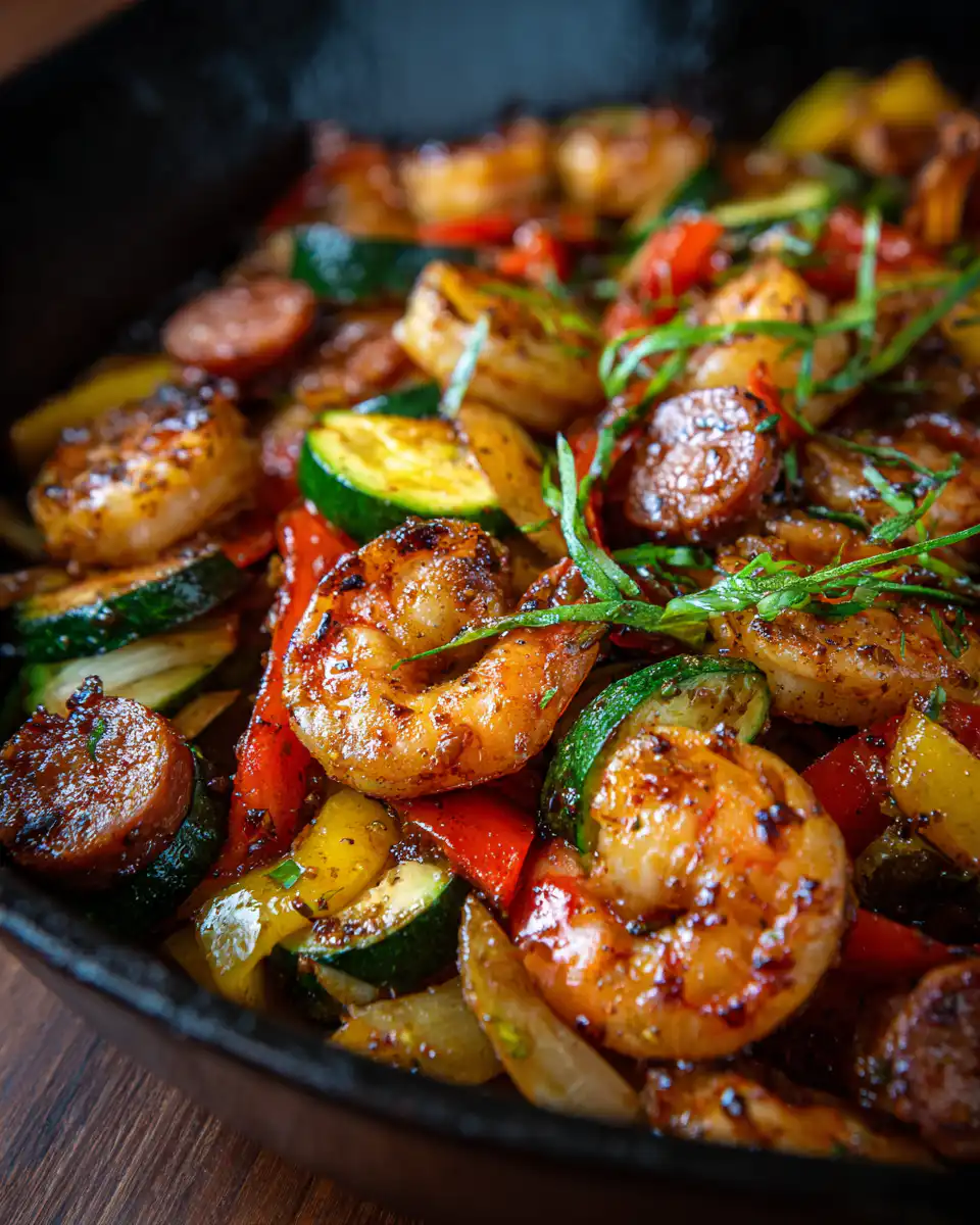Easy Honey Garlic Shrimp with Sausage & Veggies!
