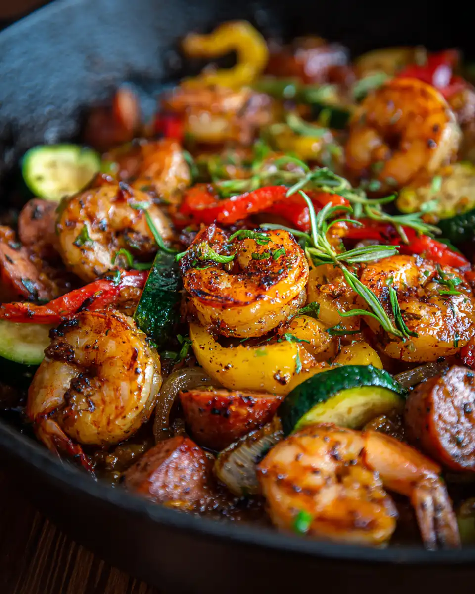 Easy Honey Garlic Shrimp with Sausage & Veggies!