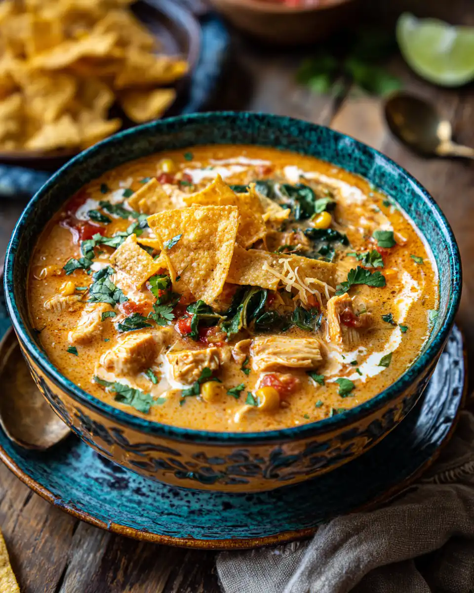 Extra Veggie Creamy Chicken Enchilada Soup