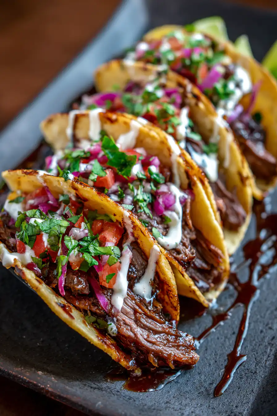 Garlic Butter Honey BBQ Beef Tacos