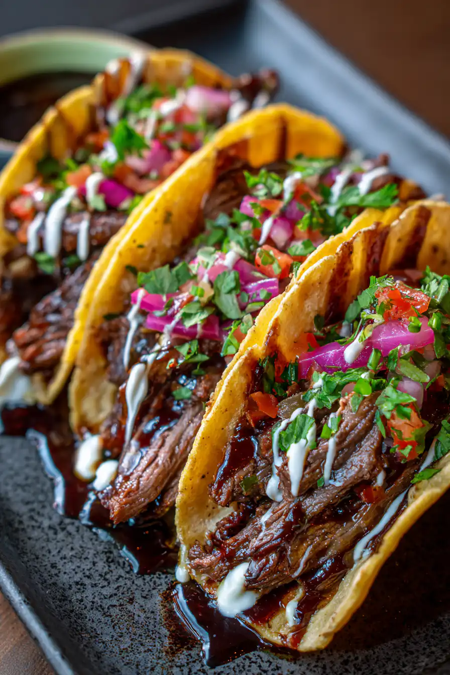 Garlic Butter Honey BBQ Beef Tacos