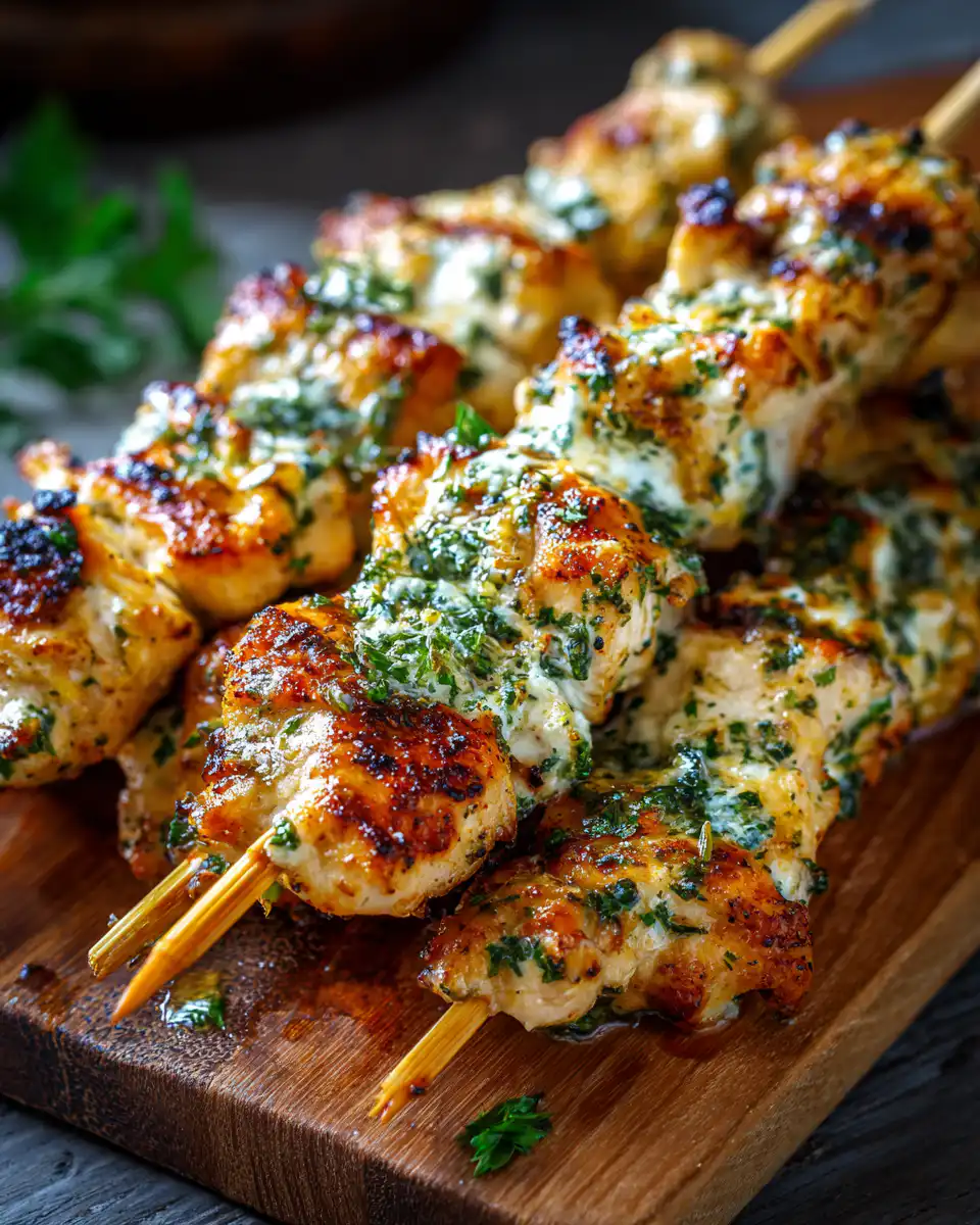 Garlic Parmesan Chicken Skewers