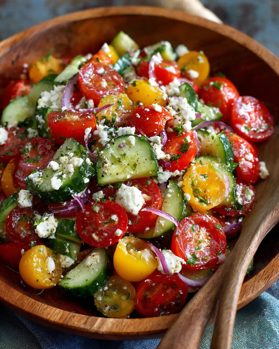 Greek Cucumber Tomato Salad with Feta