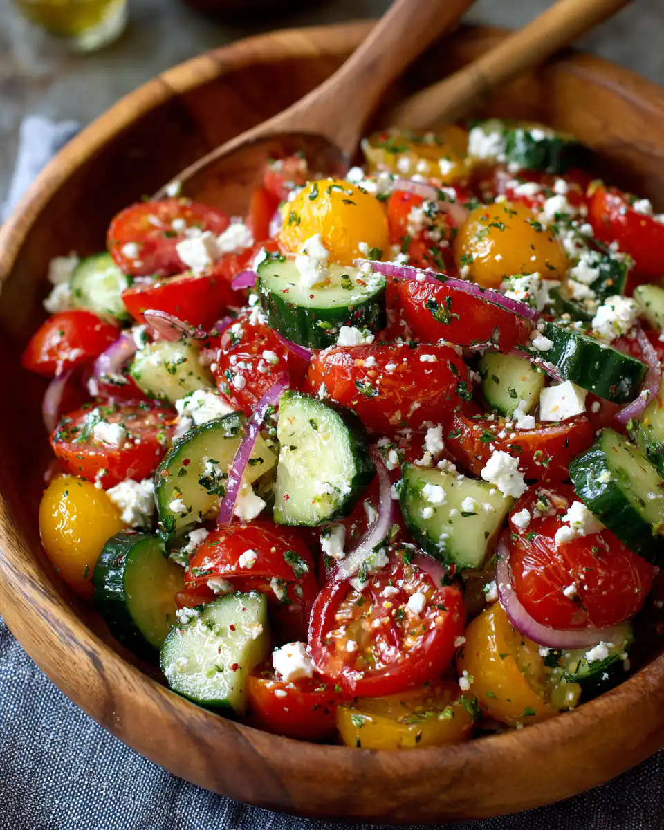Greek Cucumber Tomato Salad with Feta