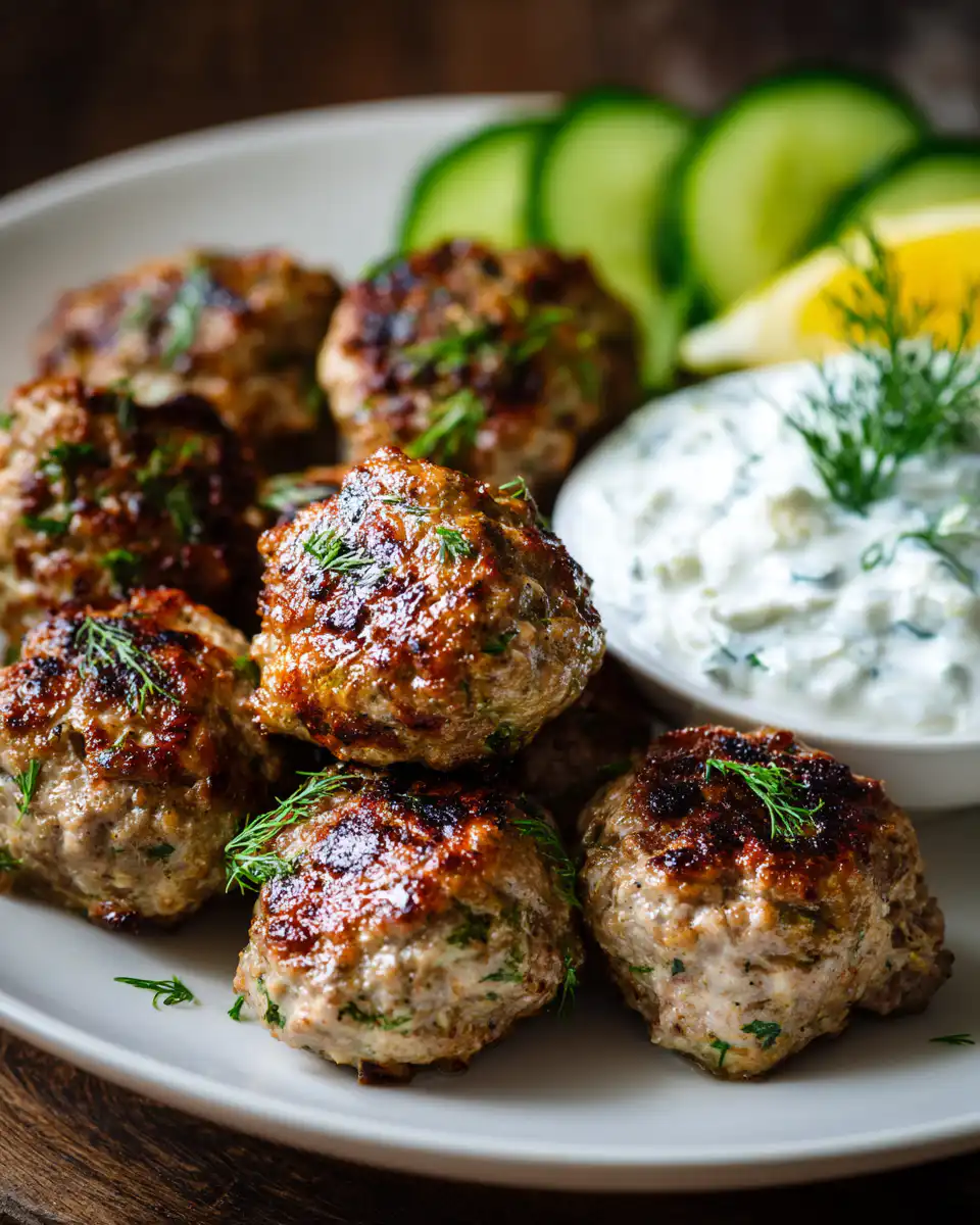 Greek Turkey Meatballs with Tzatziki
