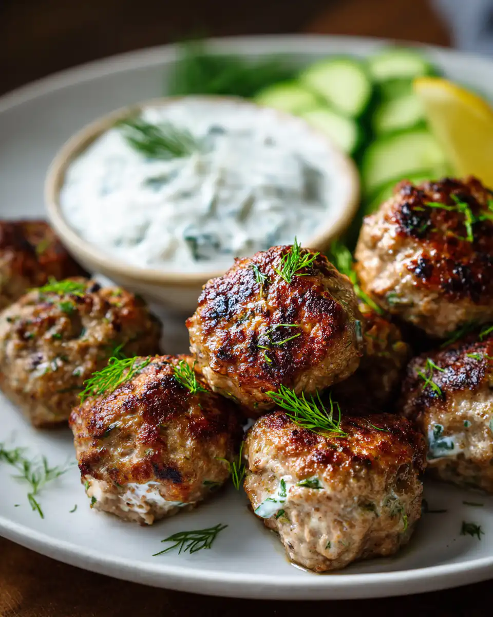 Greek Turkey Meatballs with Tzatziki