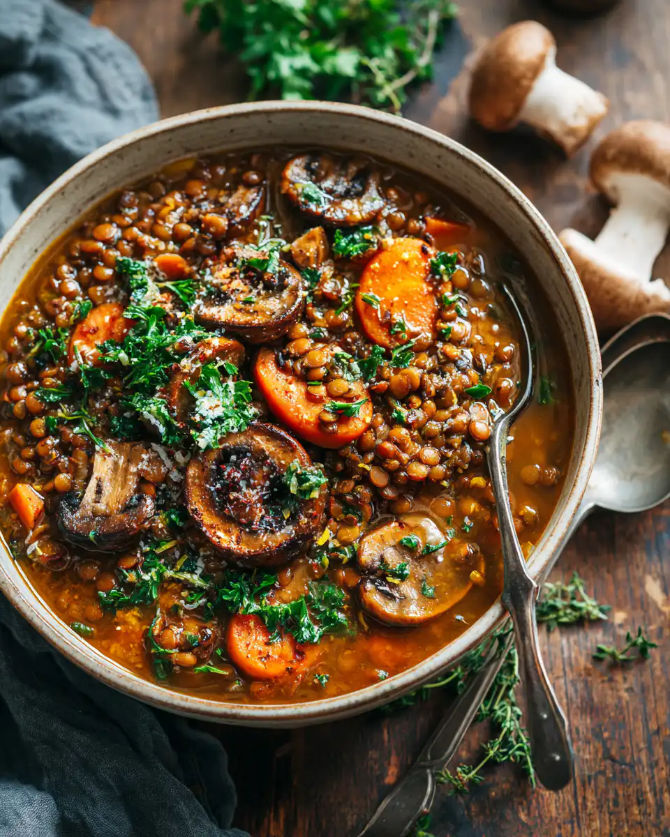 Hearty Vegan Lentil Mushroom Stew
