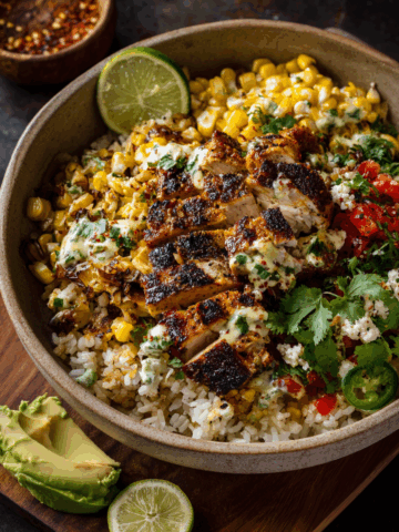 Mexican Street Corn Chicken Rice Bowl