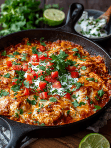 One Pot Keto Low Carb Chicken Enchilada Skillet