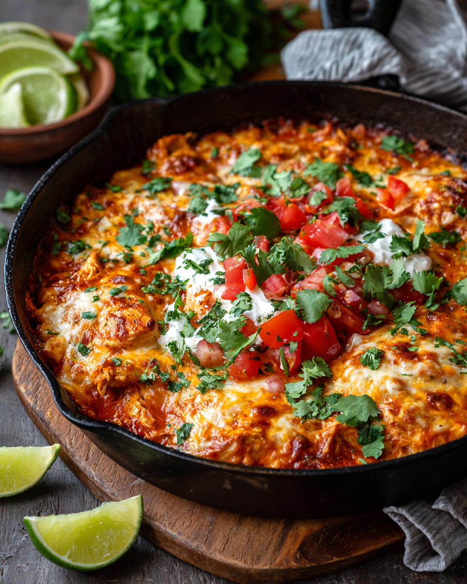 One Pot Keto Low Carb Chicken Enchilada Skillet