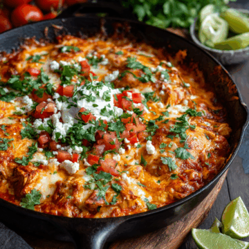 One Pot Keto Low Carb Chicken Enchilada Skillet