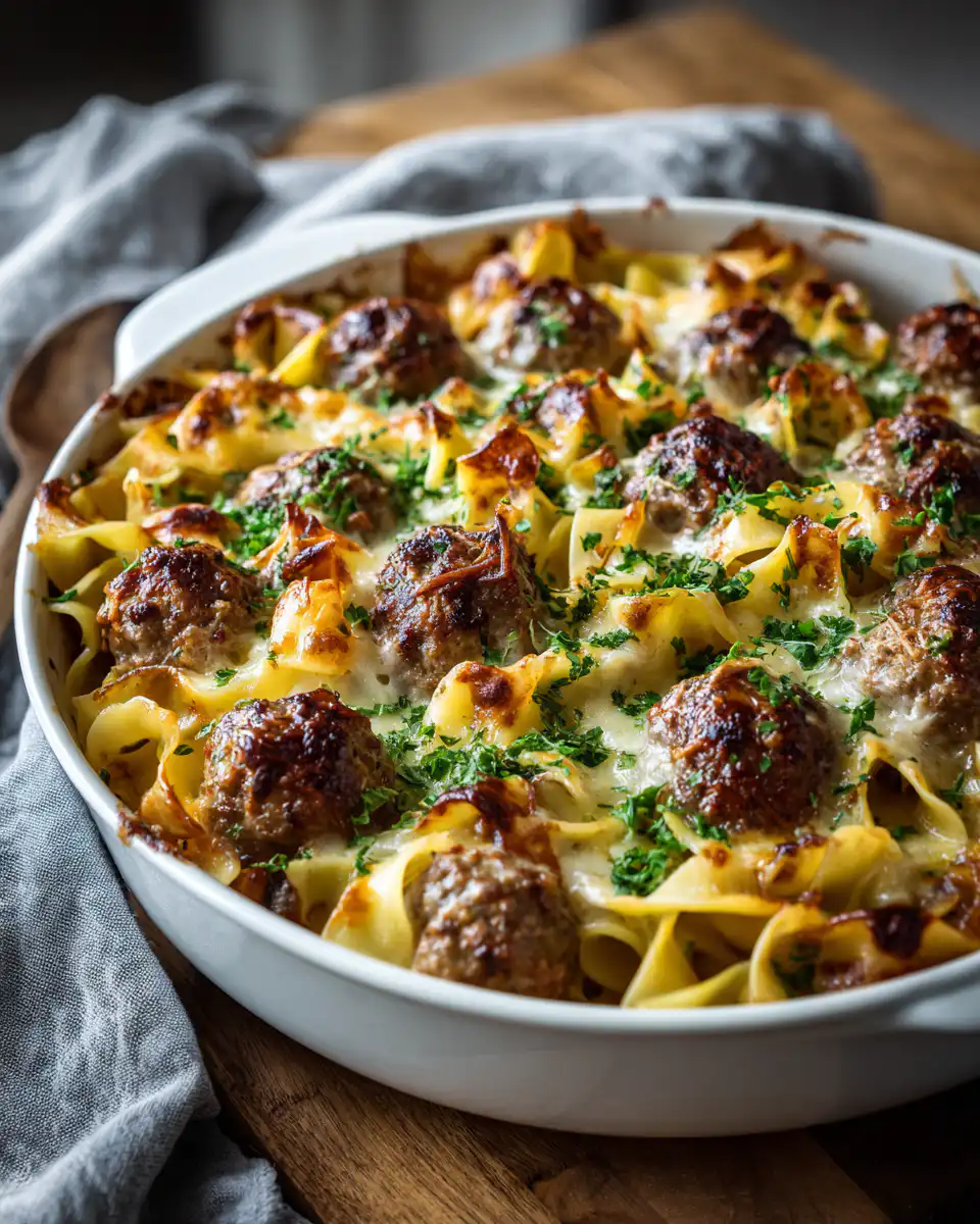 SWEDISH MEATBALL NOODLE BAKE