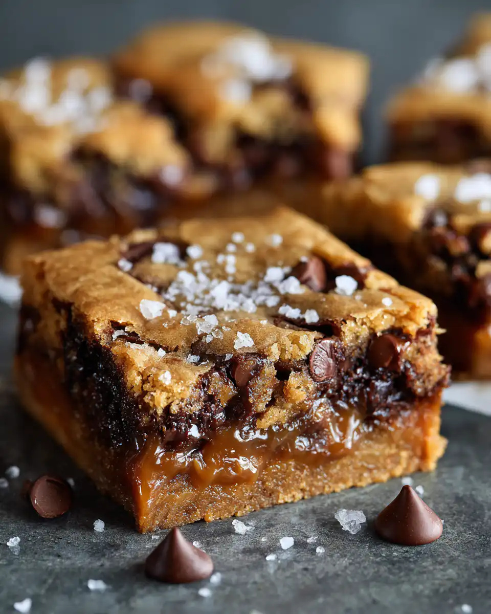 Salted Caramel Chocolate Chip Cookie Bars