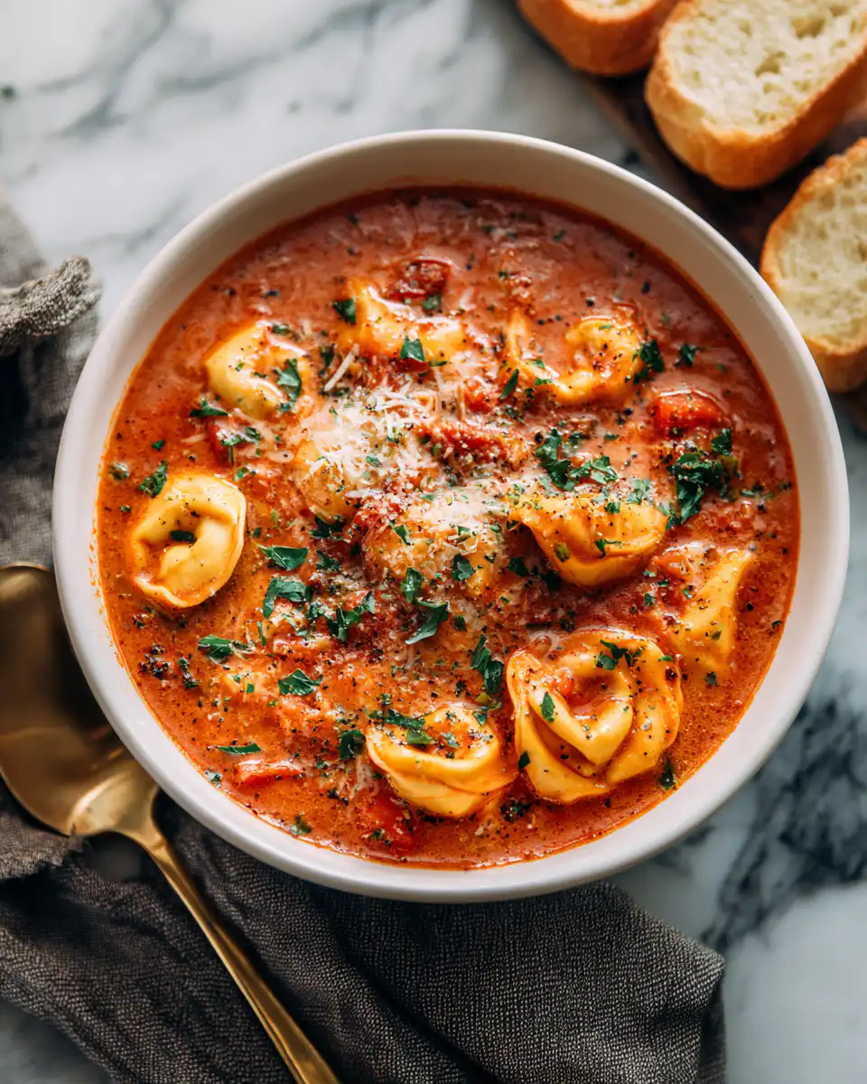 Slow Cooker Tomato Tortellini Soup