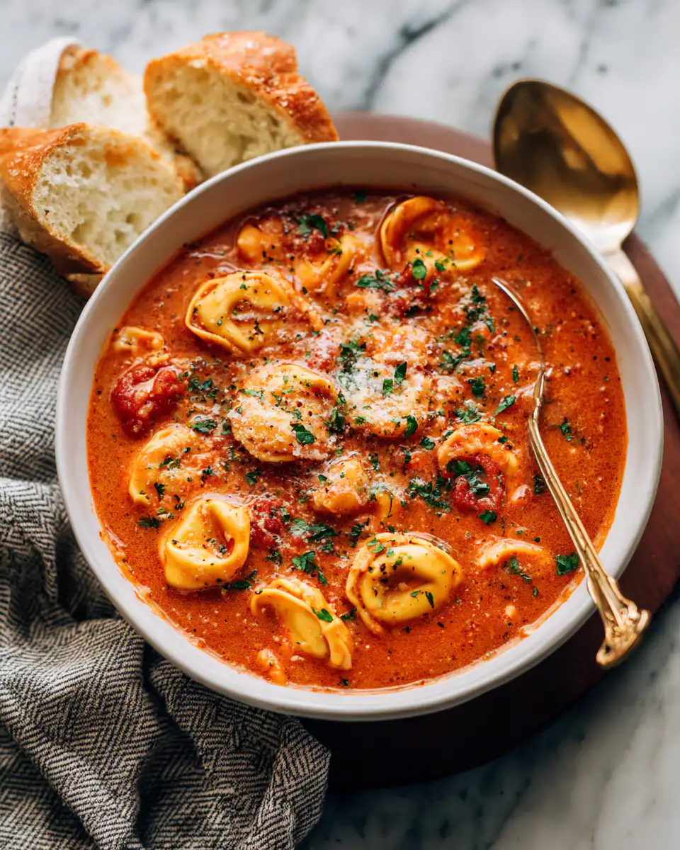 Slow Cooker Tomato Tortellini Soup