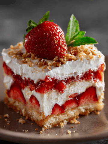 Strawberry Crunch Poke Cake