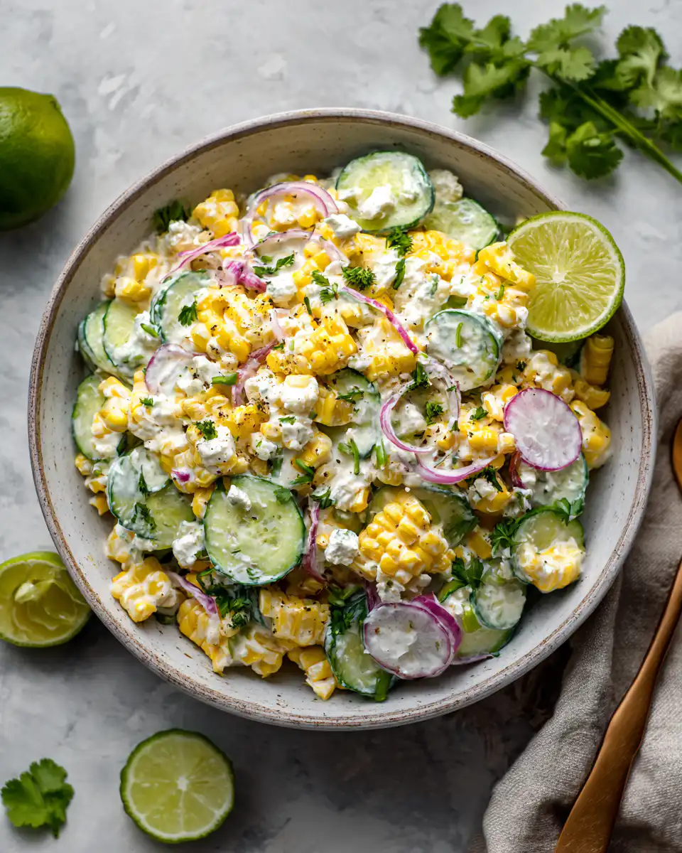 Street Corn Creamy Cucumber Salad