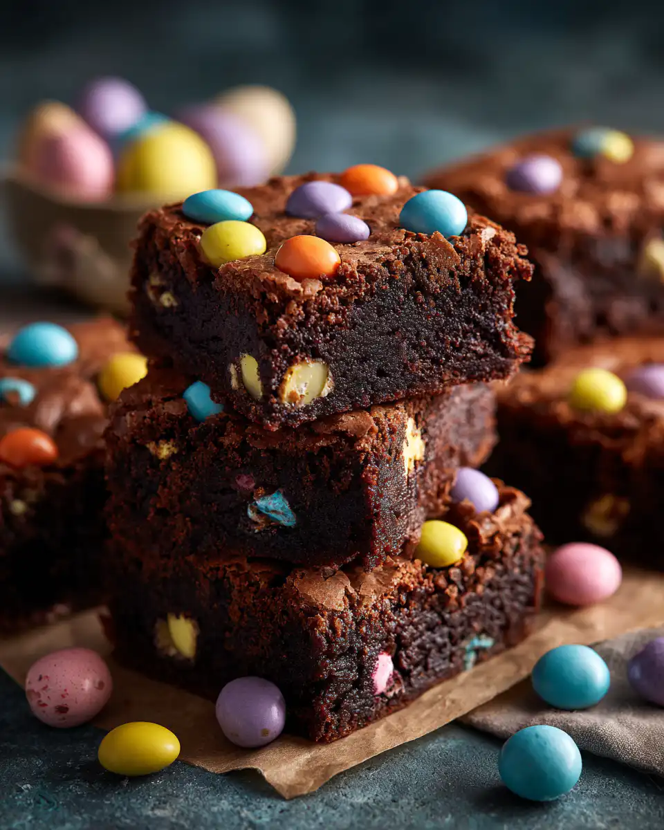 easter brownies with m&ms