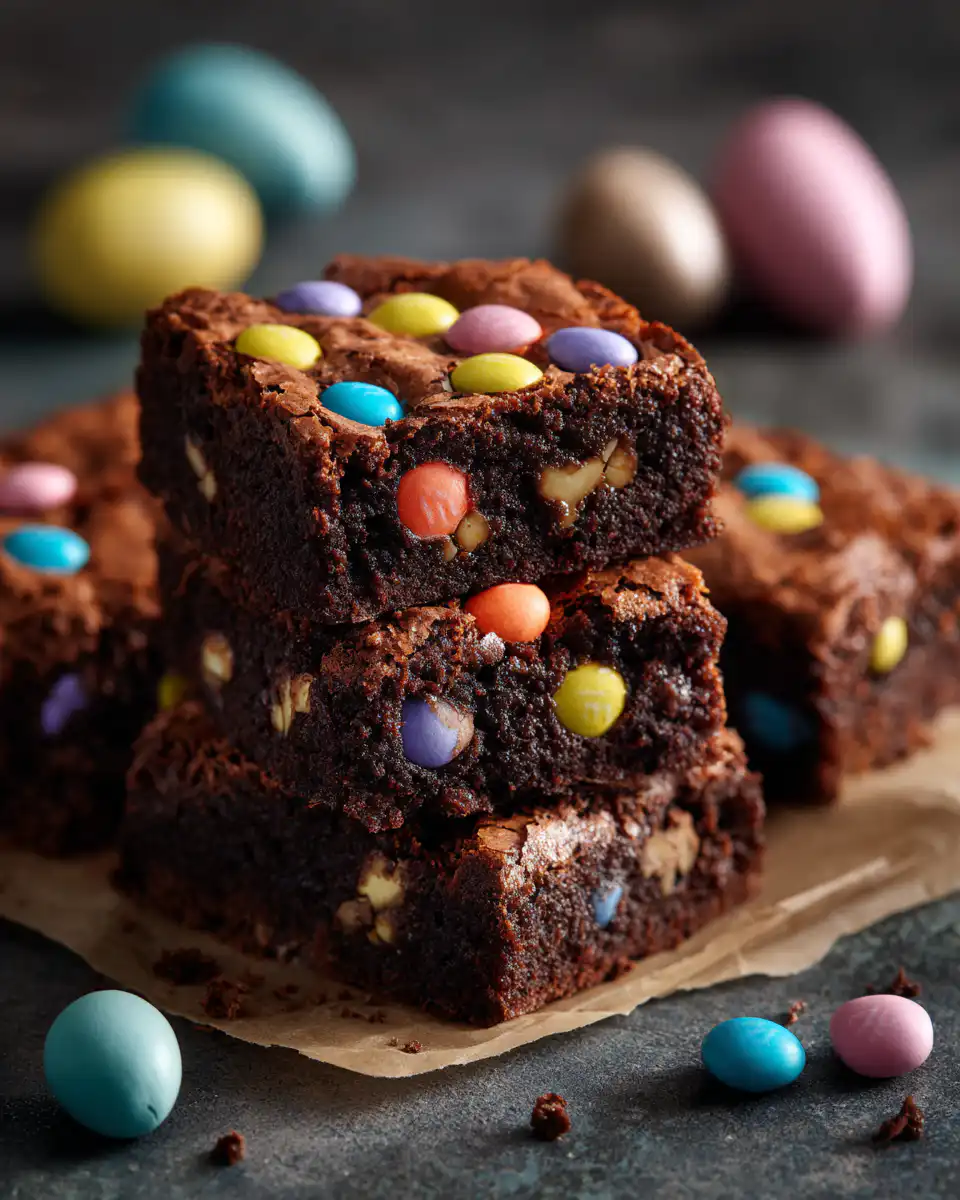 easter brownies with m&ms