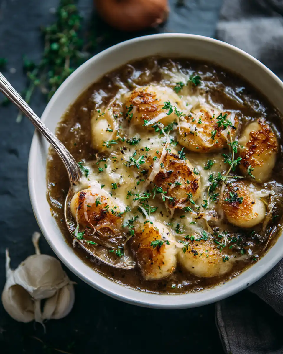 French Onion Gnocchi Soup