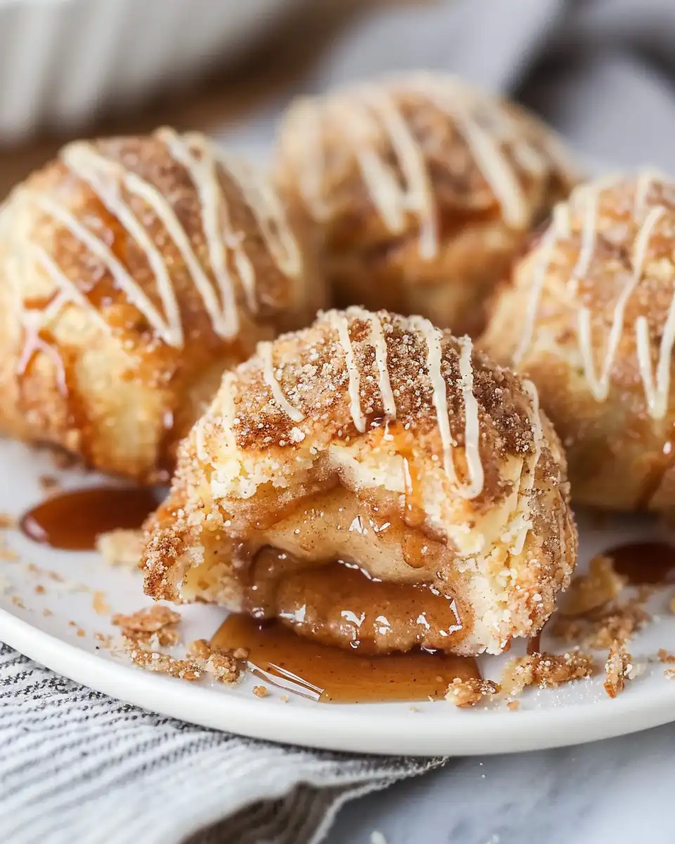 Finished air fryer apple pie bombs served warm