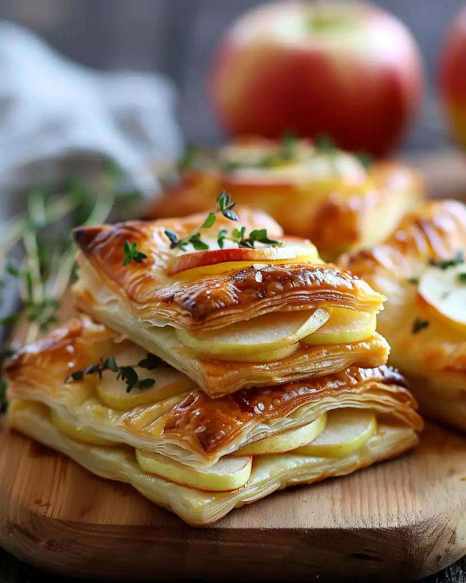 Golden baked brie with cinnamon apple filling served on a plate