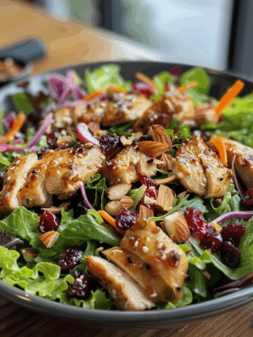 Asian Chicken Cranberry Salad taken with iphone 15 pro max --iw 2 --ar 4:5 --v 6.0 --raw