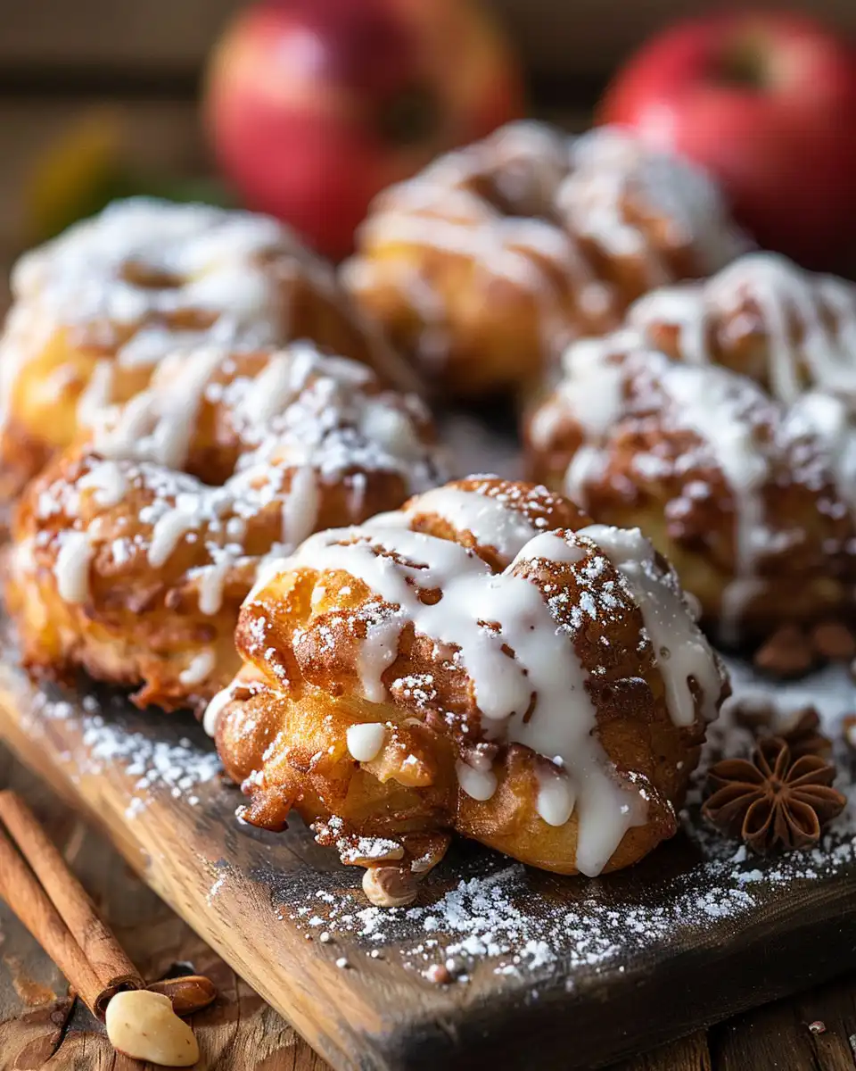 Close-up of chopped apples and spices for apple fritters