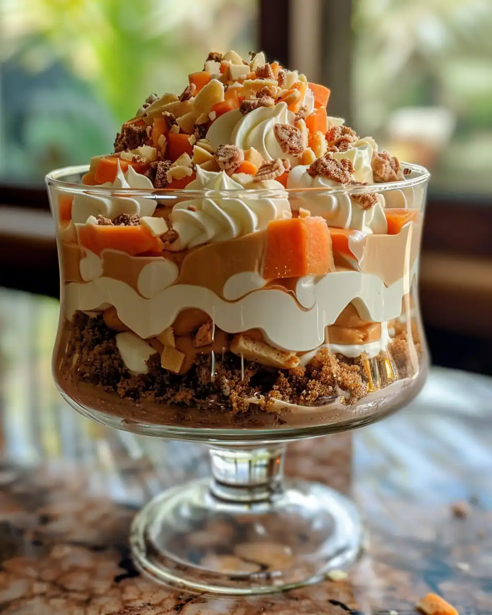 Delicious carrot cake trifle in pressure cooker with steam