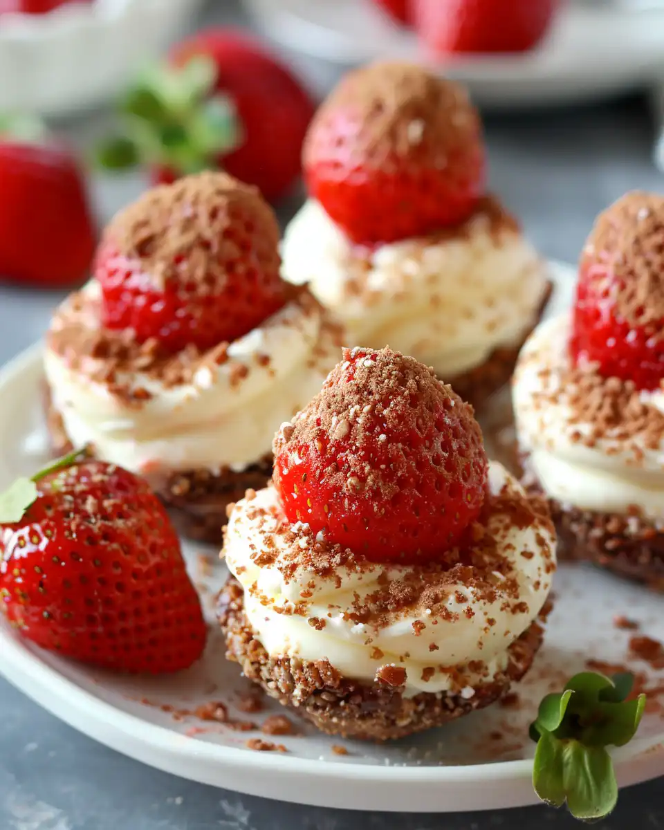 Final presentation of cheesecake deviled strawberries ready to serve