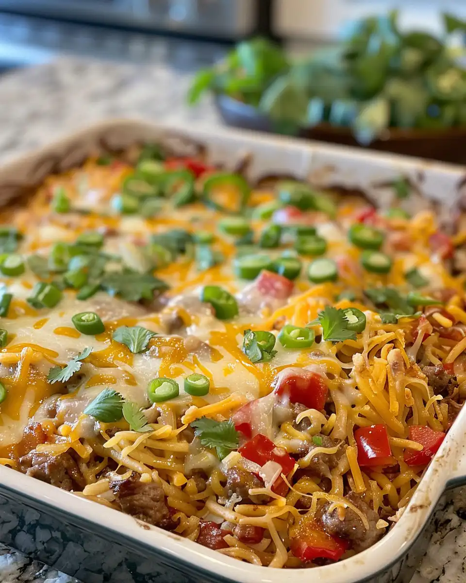Cheesy beef fajita dirty rice casserole fresh and warm in skillet