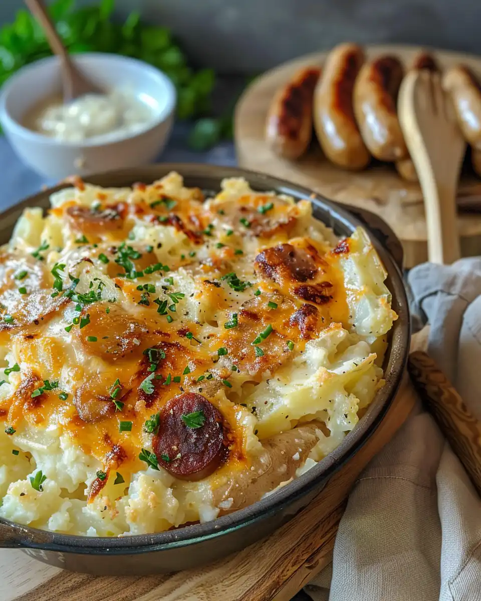 Finished cheesy ranch potatoes with melted cheddar and green onion garnish