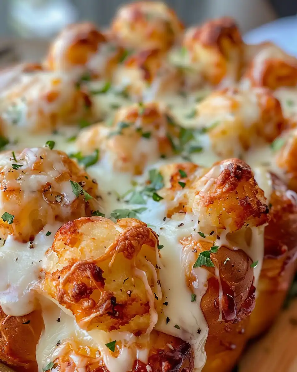 Chicken Alfredo Monkey Bread starting to cook with float valve popping up