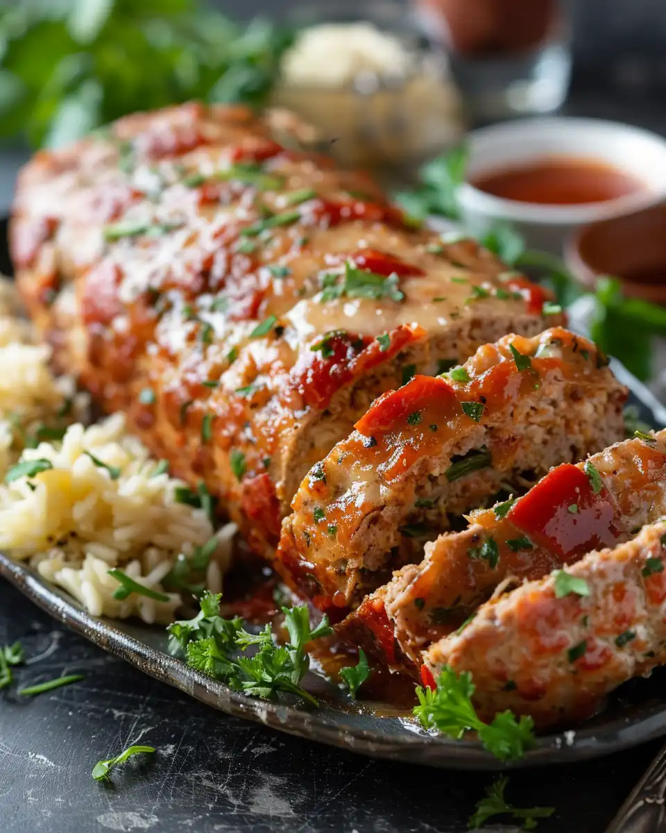 Close-up of ingredients prepared for chicken meatloaf with garlic and Parmesan