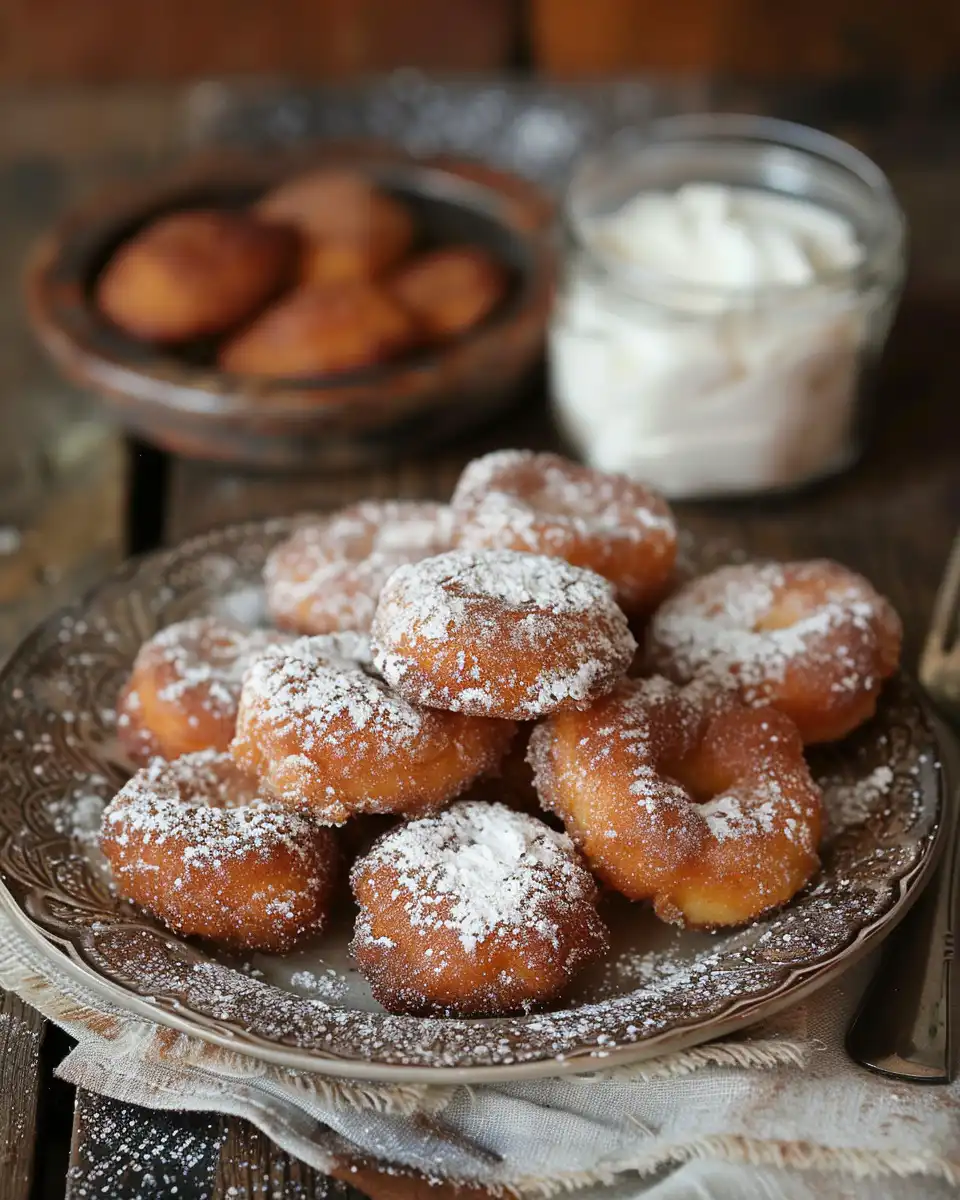 Close-up details of cinnamon apple fritter ingredients