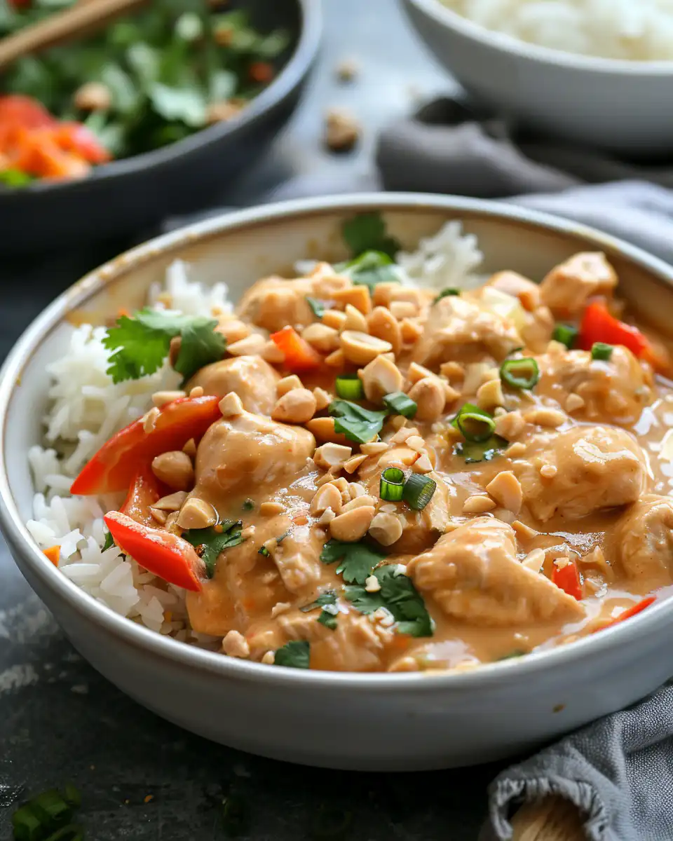Close-up ingredients for slow cooker Thai peanut chicken